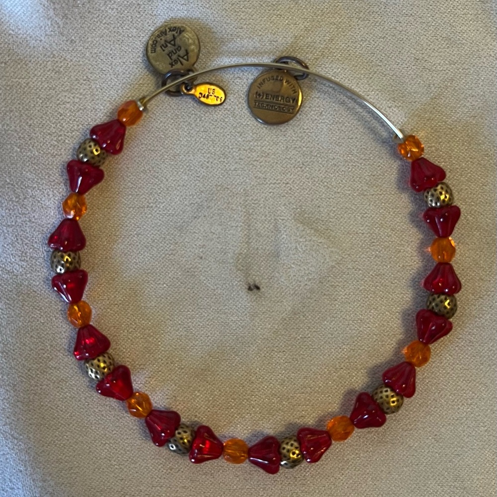 Alex and Ani Red and Orange Beaded Bracelet